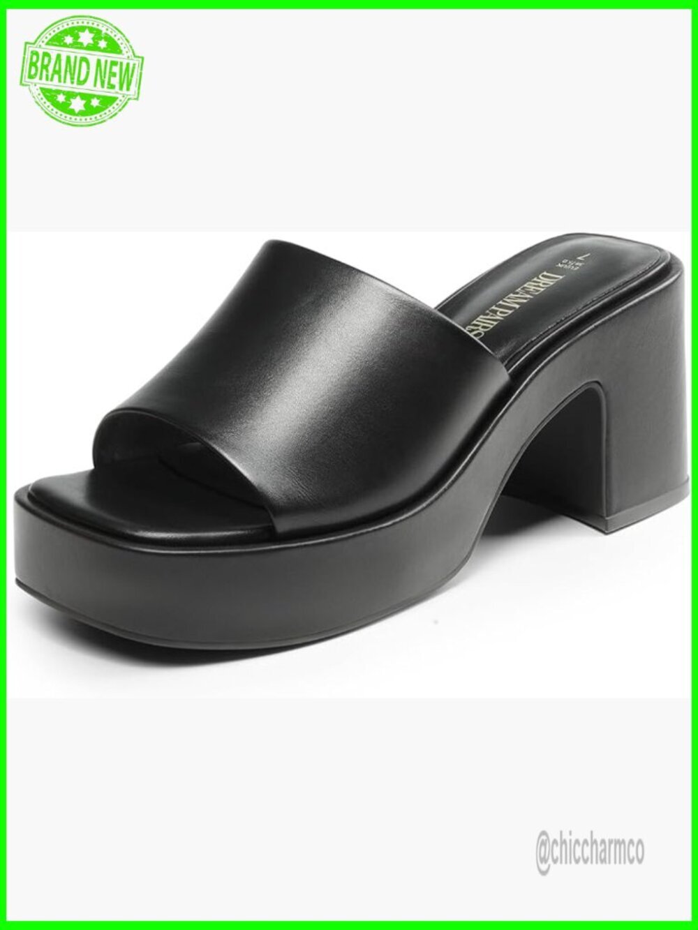 Chunky Platform Heels Square Open Toe Slip On Block Heel Sandals